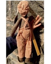 Maileg Medium Bunny With Hat Orange Gingham DungareeDress40cmcottonBrown Denmark