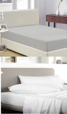 Satin Egyptian Cotton Extra Deep Fitted Sheet 40CM Deep Sheet - White, Silver