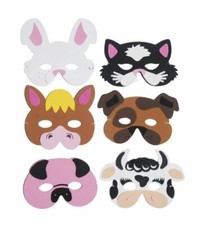 CHILDREN'S SOFT FOAM ANIMAL DRESSING UP FACE MASK FANCY DRESS PIG DOG HORSE 