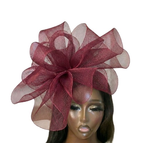 Elegant burgundy fascinator - burgundy,