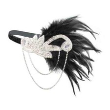 Gatsby Headband Black Feather