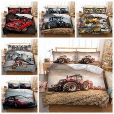 Tractor Car Duvet Cover Set Single Double King Size Bedding Set with Pillowcases