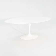 2010s Eero Saarinen for Knoll 78x48 inch Oval Dining table in White Laminate