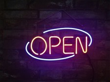 New Open Bar Store Neon Light Sign 14" Lamp Real Glass Man Cave Decor Pub Garage