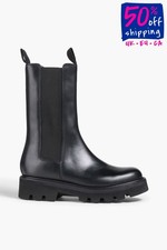 RRP€470 GRENSON Leather Knee Boots US8.5 UK6 EU39 Extralight Black Polished