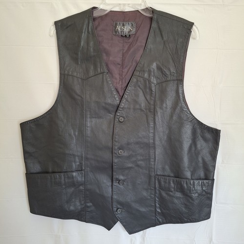 Austin black leather vest - austin,