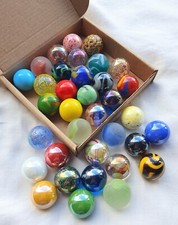 A Mixed Random Selection of 20 New 22mm Beautiful Colourful Glass Marbles