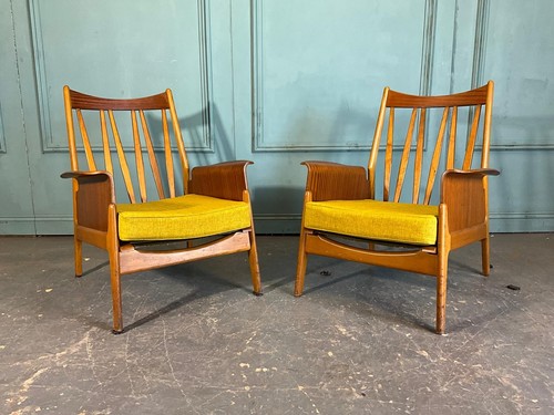 Pair newly upholstered teak - newly,