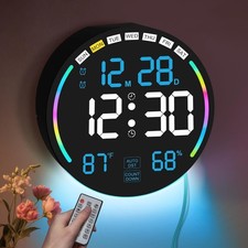 Large Digital Wall Clock with 10.3"Big LED Wall Clock Display,Alarm with remote