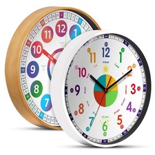 "10/12in Educational Time Teaching Wall Clock Silent Colorful Kid Learning Clock