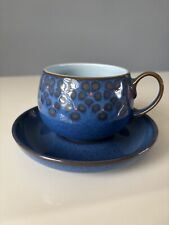 DENBY ‘Midnight’ Blue Stoneware Tea Cup & Saucer, Discontinued, Very Good Cond.