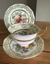 Vintage Trio Ashley Fine Bone China Cup Saucer & Plate With 22 KT Gold