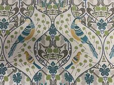 Linen Fabric Liberty Birds Toile Teal Blue L Curtain BlindUpholstery