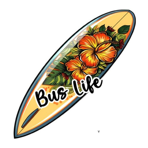 Bus life surfboard - vinyl, decal