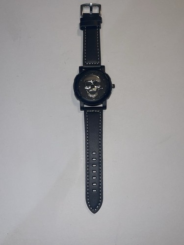 Black skull face watch - skull,
