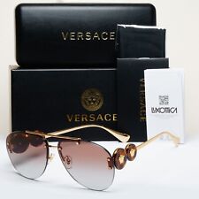 Versace Sunglasses Rimless Pilot Gold Medusa Brown MOD VE 2250 1488/89