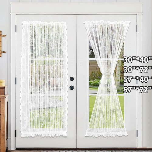 White sheer door curtains - sheer,