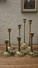 Vintage Solid Brass Candlesticks Graduated Taper Candle Holders x7
