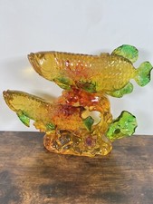 Large Resin Lucky Arowana Double Fish Sculpture Feng Shui Wealth