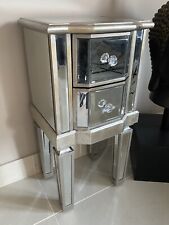 2x Mirrored Bedside Table 2 Drawer Venetian Distressed Silver Bedroom Living SOL