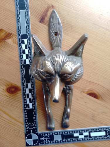 Large vintage brass fox door - large,