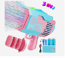 Bubble Machine for Kids, Bubble Gun Rechargeable with Liquid 132 Holes &