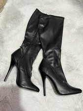 PLEASER BLACK KNEE HIGH BOOTS