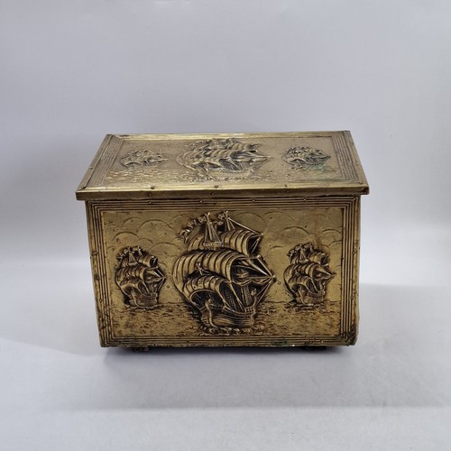Brass embossed coal box - coal,