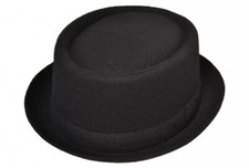 Black Mens Wool felt Pork Pie