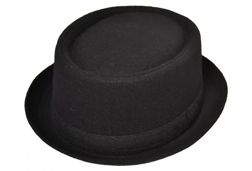 Black mens wool felt pork - black,