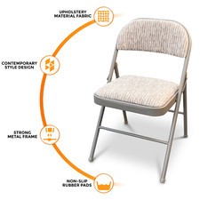 NEW DELUXE STRONG STEEL METAL FRAME CHAIR FABRIC PADDED FOLDING OFFICE BACK REST