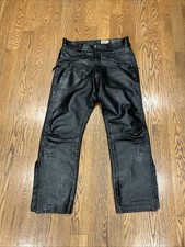 Vintage Langlitz Leather Pants Western Scovill Side Zip size 33x30 Black 60s-70s