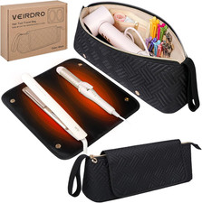 Portable Hair Tools Travel Bag with Heat Resistant Mat - Black