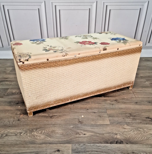 Vintage ottoman linen basket - ottoman,