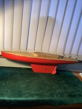 Vintage Model Pond Yacht Hull Only Metal Keel And Rudder 75 Cm Long Project 