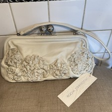 ROCHA JOHN ROCHA CREAM SOFT LEATHER PRETTY VINTAGE STYLE BAG WITH EMBELLISHMENTS