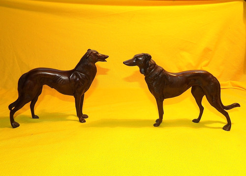 Pair bronze lurchers - lurchers, /