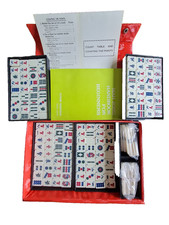 Vintage Mahjong Mah Jong Set 144 Bamboo Back Tiles Red Case