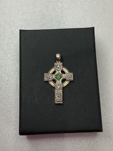 9ct gold emerald diamond - emerald, &