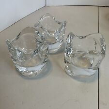 IKEA Set Of 3   Clear Glass Candle Holder Votive Candle Tea Light Wave Sackable