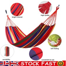 1-2 Person Garden Canvas Hammock Camping Sleeping Swing Hang Bed Outdoor UK