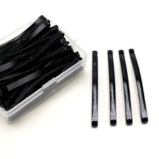 25PCS Black Metal Bobby Pins - 62mm Long Curved Flat-Top Hair Clips with Box