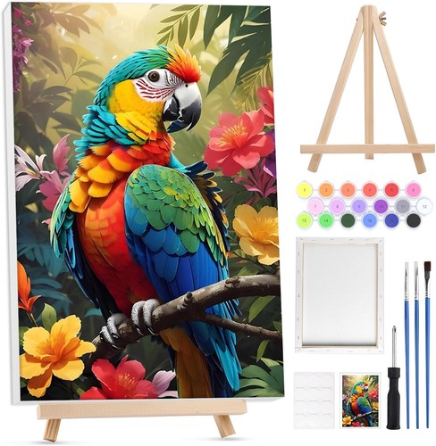 Paint numbers parrot kit - by,