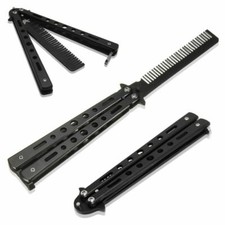 Black Balisong Metal Comb Practice Butterfly Trainer Antirust Training Dull NEW