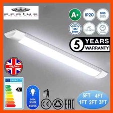 LED Batten Light 6500K Daylight Fluorescent Strip Light Slim Fitting UK