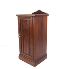 Edwardian Mahogany Bedside Pot Cupboard with Galleried Top & Glass Handle