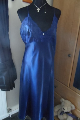 Vtg silky glossy navy - ,