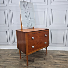 Retro Vintage Mid Century Modern Danish Teak Dressing Table Dresser Mirror Back