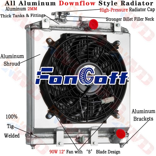 Row radiator shroud fan for - row,