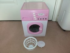 Casdon Toy Washing Machine, Pink & White Electronic Washer Basket, Manual Handle